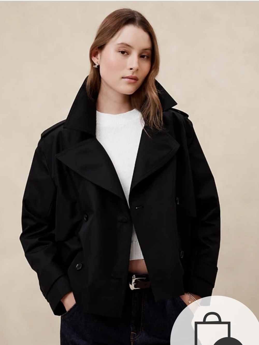 Banana Republic black double breasted water resistant Trench coat size XS